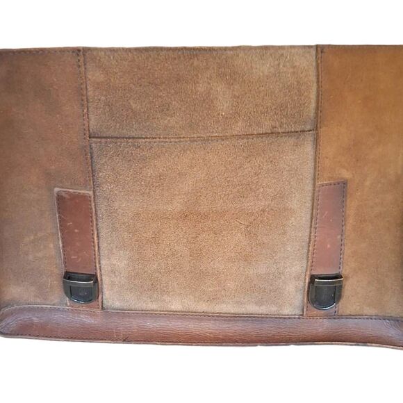 STS Ranchwear Foreman 2 Messenger Bag Brown Leather & Suede Work Tote Briefcase - Picture 12 of 15